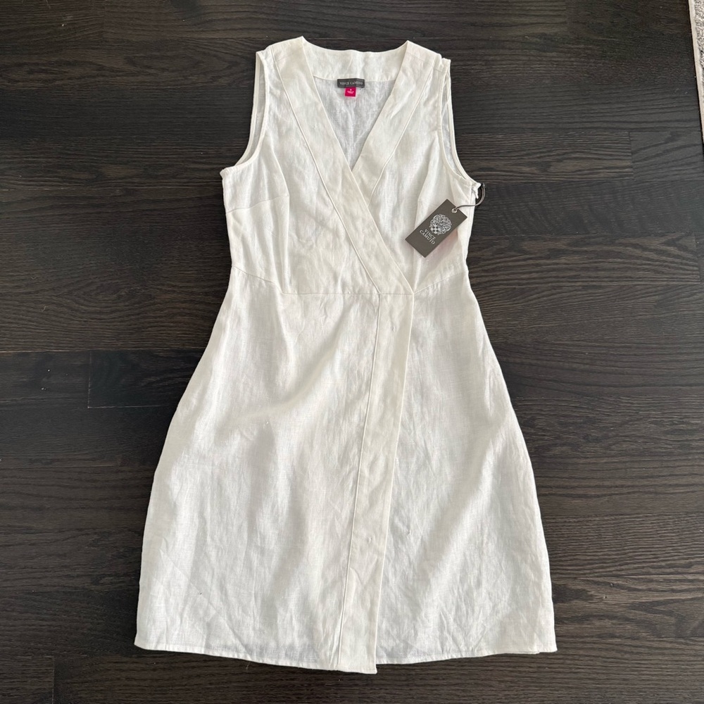 Vince Camuto White Sleeveless Wrap-Style Mini Dress